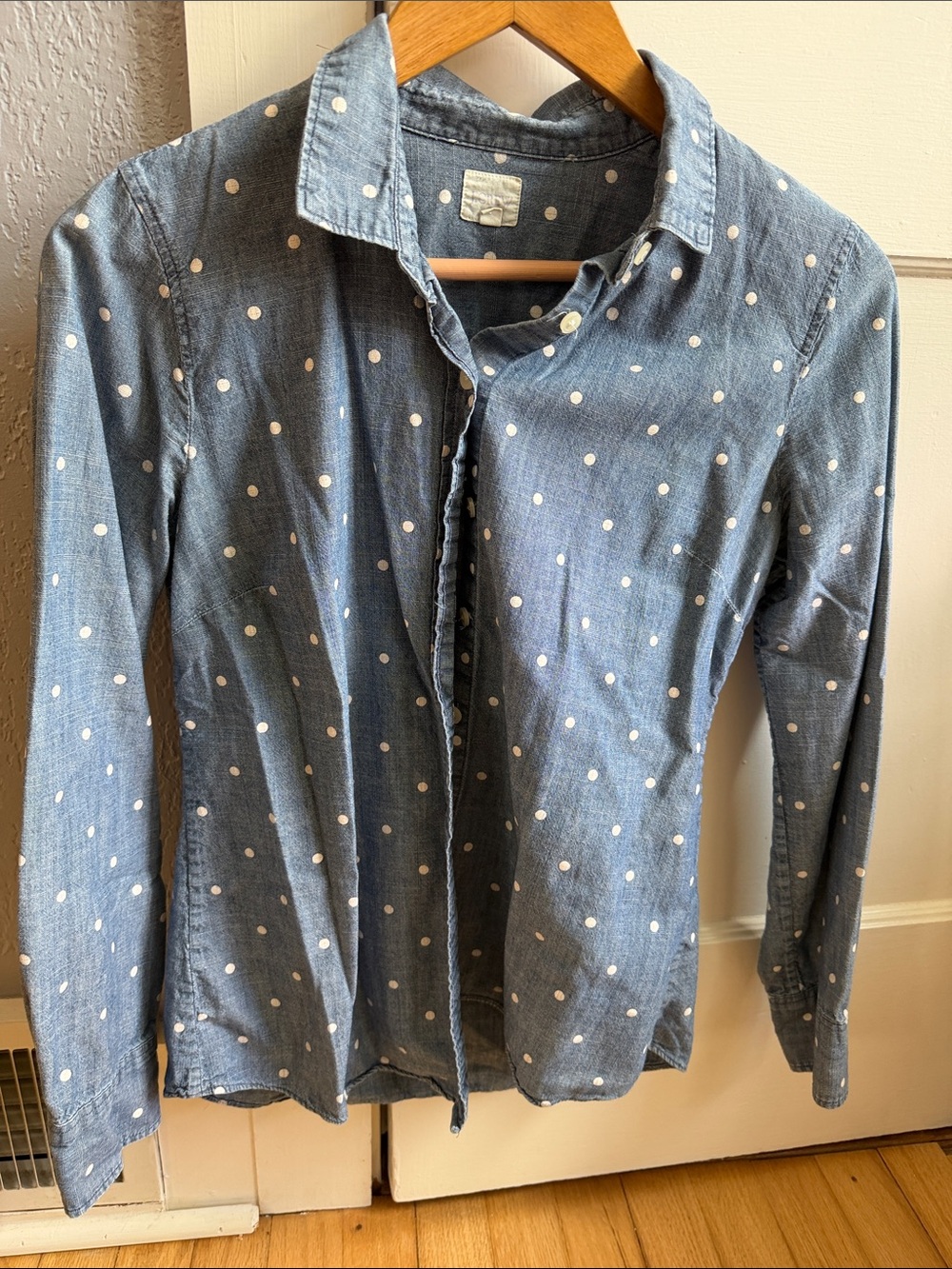 Womens J crew Blue Polka Dot Button-Up Shirt